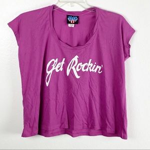 JUNK FOOD Purple “Get Rockin” Graphic Tee, Size Small
